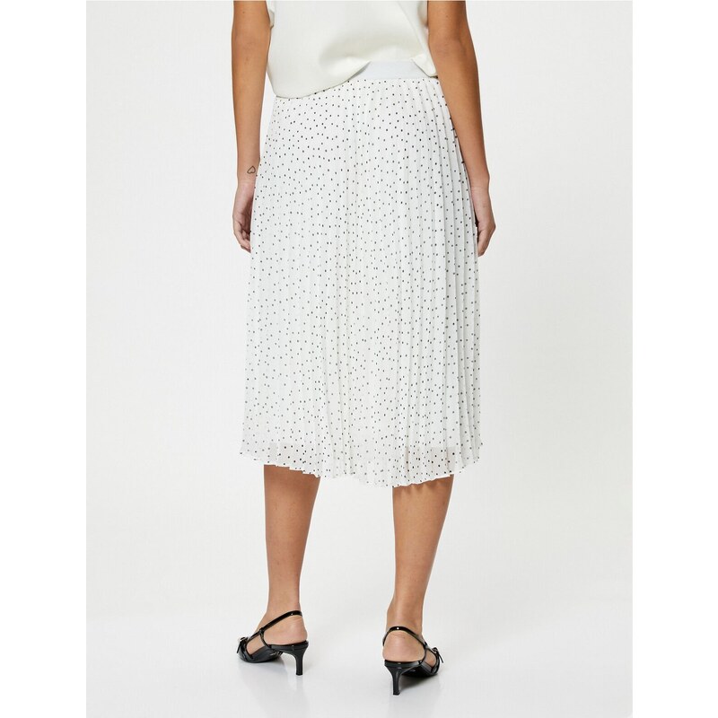 Koton Polka Dot High Waist Midi Pleated Skirt Chiffon