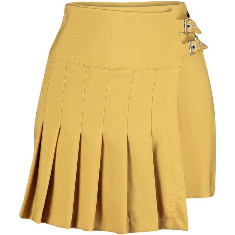 Trendyol Camel Buckle Detailed Pleated Woven Shorts Skirt