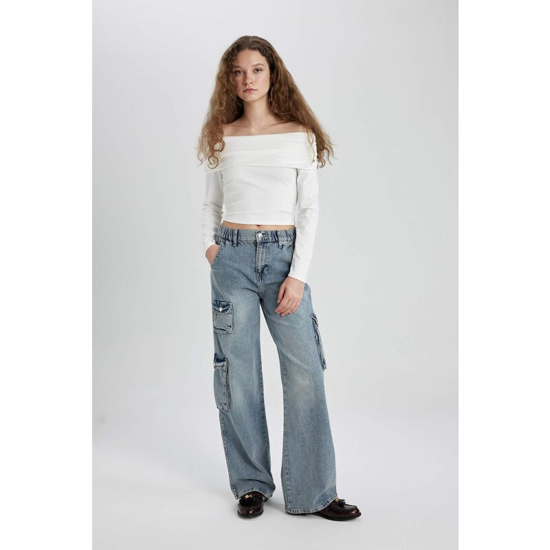 DEFACTO 90 Wide Leg High Waist Long Jeans