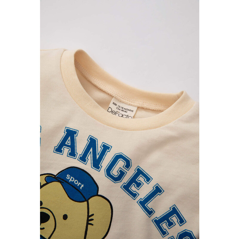 DEFACTO Baby Boy Crew Neck Bear Printed Long Sleeve T-Shirt