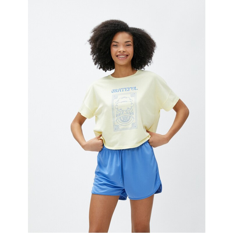 Koton Crop Yoga T-Shirt Printed Modal Blend