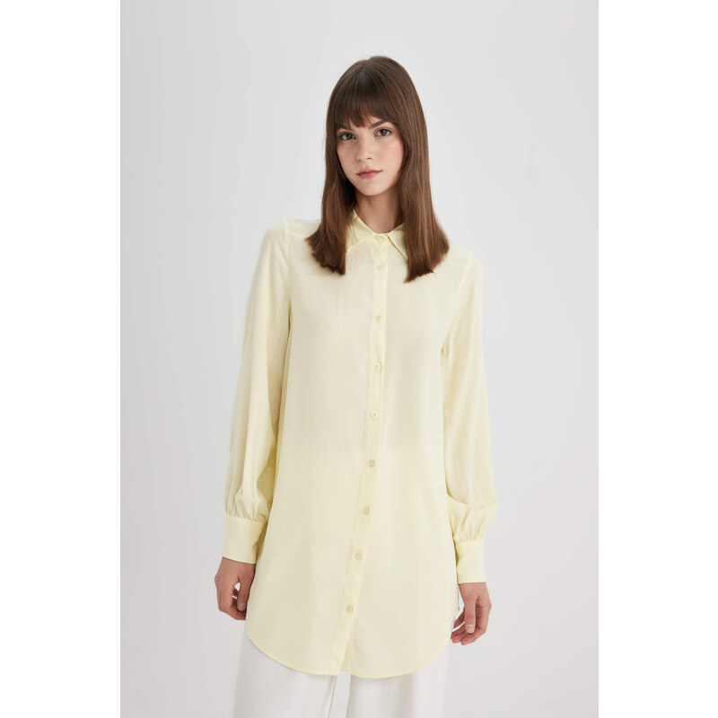 DEFACTO Regular Fit Shirt Collar Long Sleeve Tunic