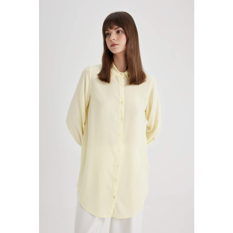 DEFACTO Regular Fit Shirt Collar Long Sleeve Tunic