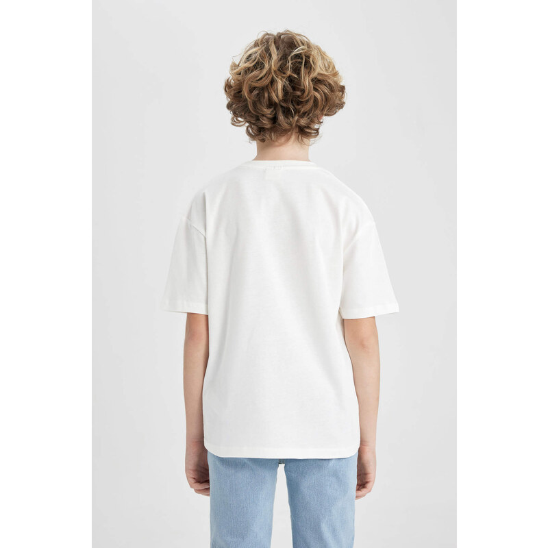 DEFACTO Boy Oversize Fit Crew Neck Printed Short Sleeve T-Shirt