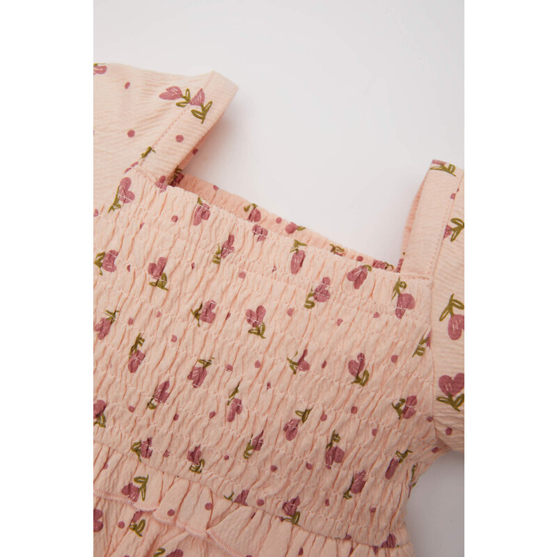 DEFACTO Regular Fit Flower Short Sleeve Knitted Dress