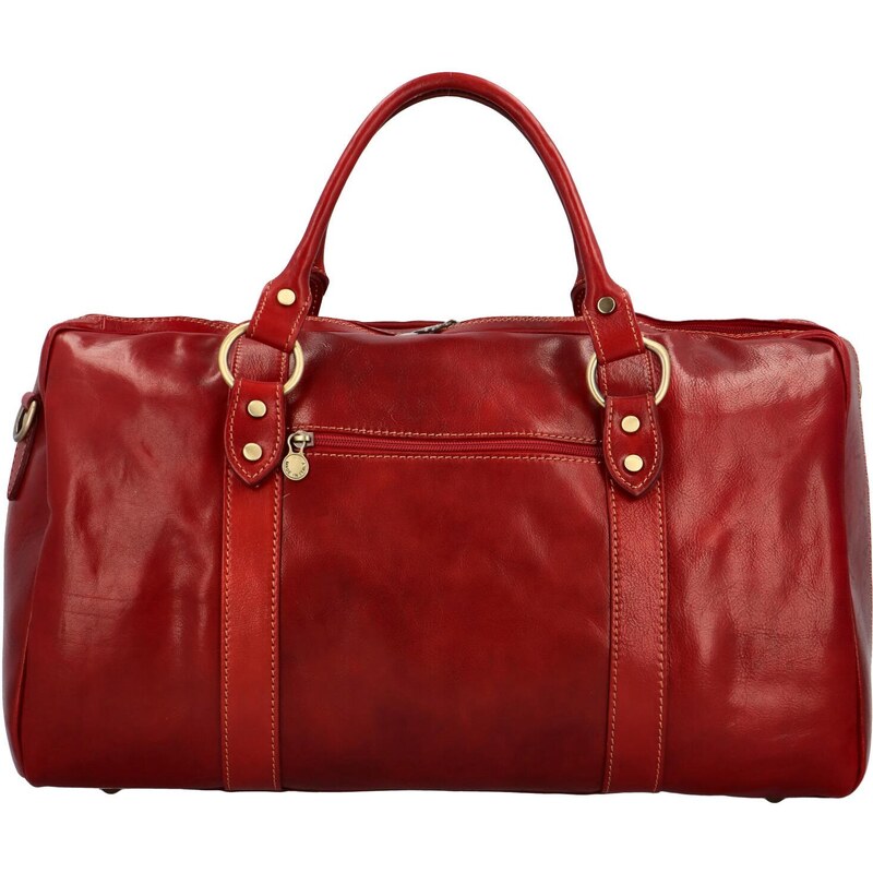 Cestovní kožená taška červená - Delami Ofelie červená
