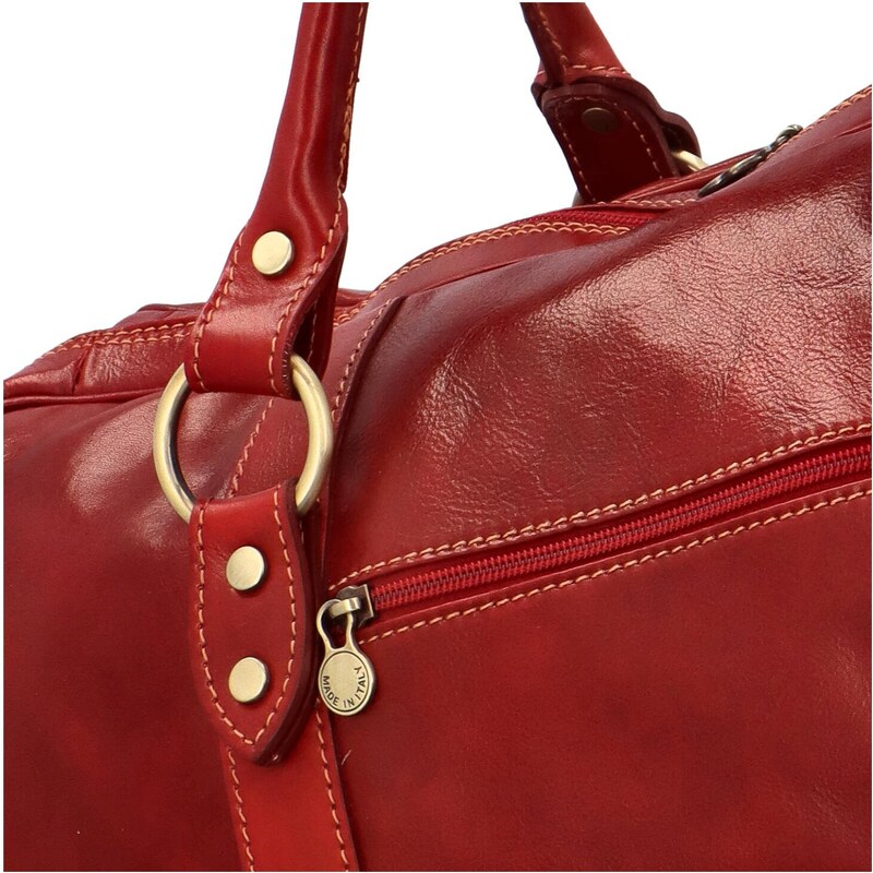 Cestovní kožená taška červená - Delami Ofelie červená