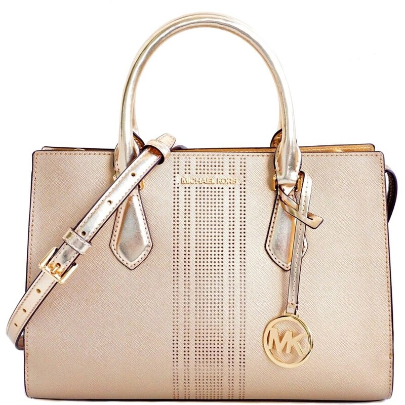 Michael Kors kabelka Sheila medium vegan leather pale gold zlatá