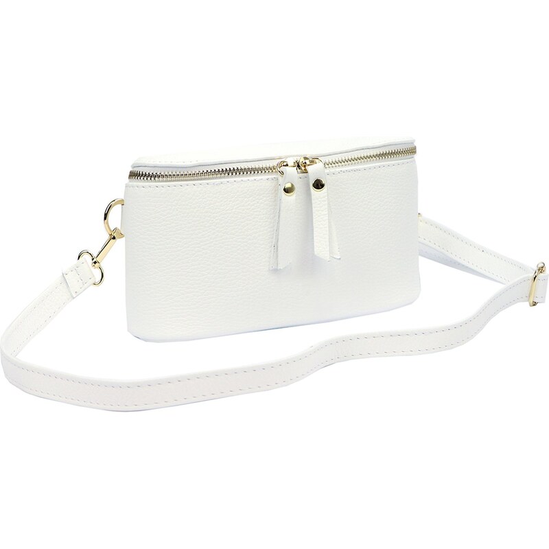 Kožená crossbody Luka 01-001 GLD bílá