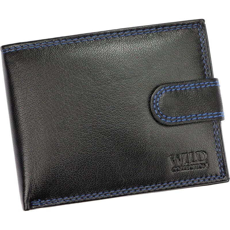 Pánská kožená peněženka Wild 125602B černá / modrá