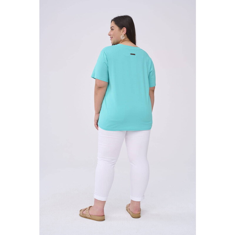 Turquoise V-neck blouse Blue Shadow