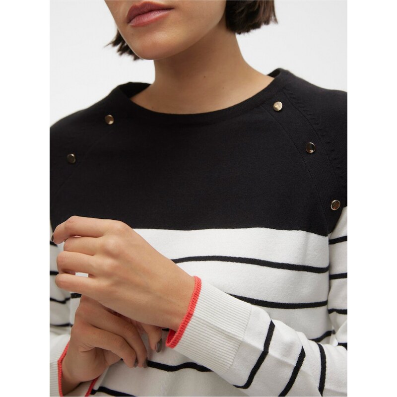 Černo-bílý dámský pruhovaný svetr Vero Moda Alma - Dámské