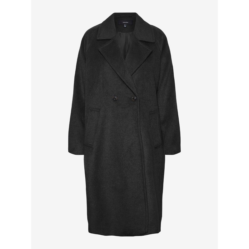 Černý dámský kabát s příměsí vlny VERO MODA Hazel - Dámské