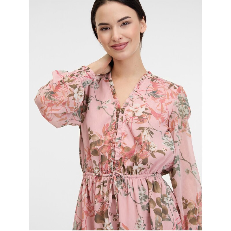 Růžové dámské květované šaty Guess Vanessa - Dámské