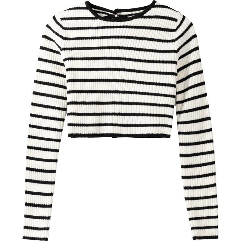 Bershka Svetr černá / bílá