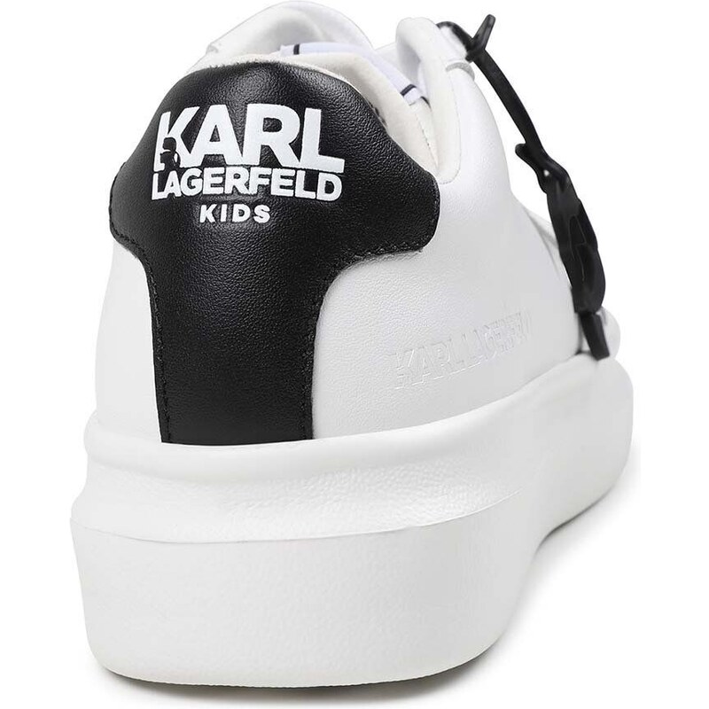 Dětské kožené sneakers boty Karl Lagerfeld bílá barva