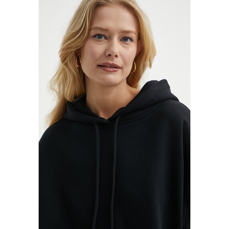 Mikina La Mania dámská, černá barva, s kapucí, s potiskem, ATHA.2