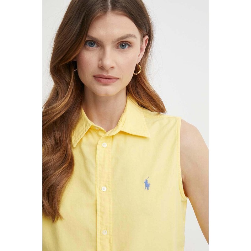 Bavlněná košile Polo Ralph Lauren žlutá barva, regular, s klasickým límcem, 211906512