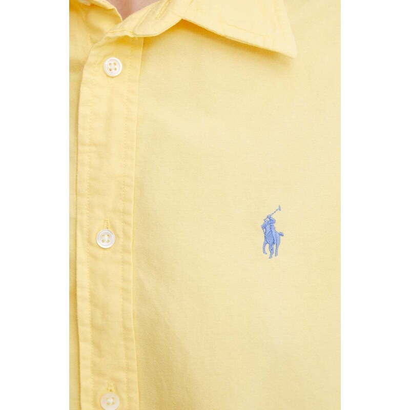 Bavlněná košile Polo Ralph Lauren žlutá barva, regular, s klasickým límcem, 211906512