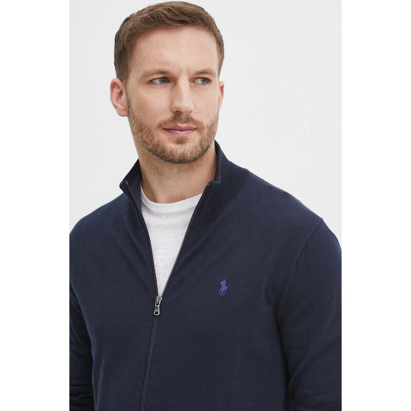 Bavlněný kardigan Polo Ralph Lauren tmavomodrá barva, 710899206