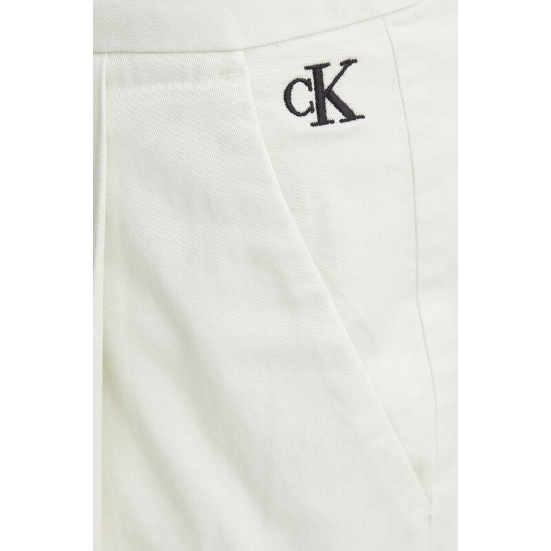 Kalhoty Calvin Klein Jeans dámské, zelená barva, jednoduché, high waist, J20J223704