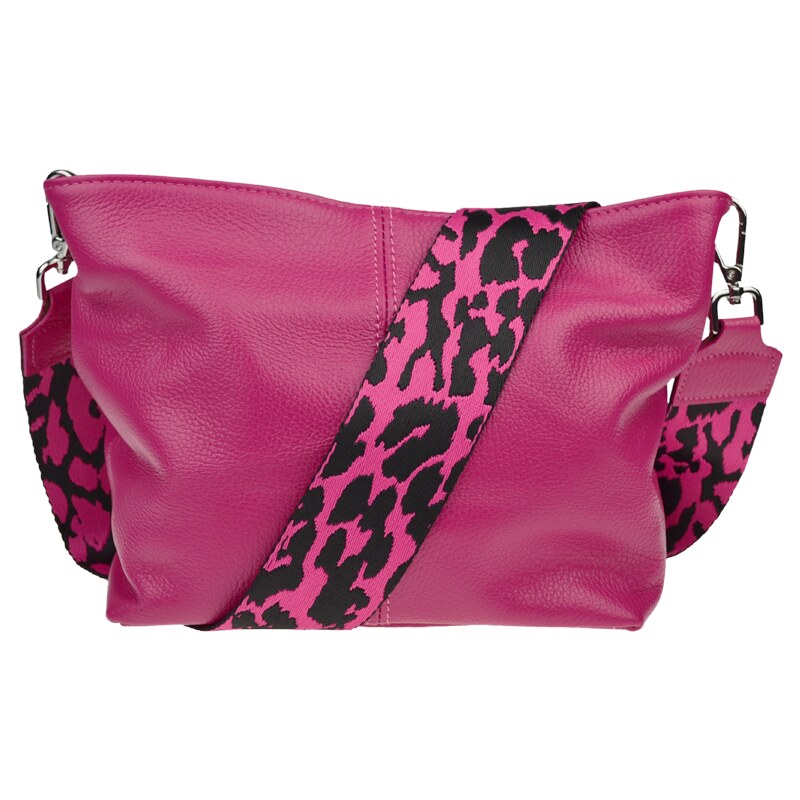 Růžová kožená italská crossbody kabelka Batilda Fuxia s