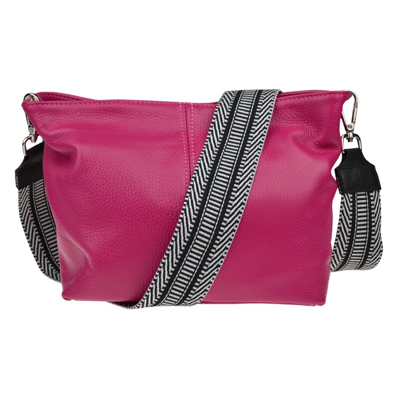 Růžová kožená italská crossbody kabelka Batilda Fuxia s