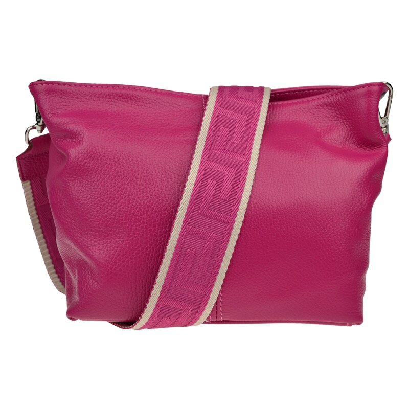 Růžová kožená italská crossbody kabelka Batilda Fuxia s