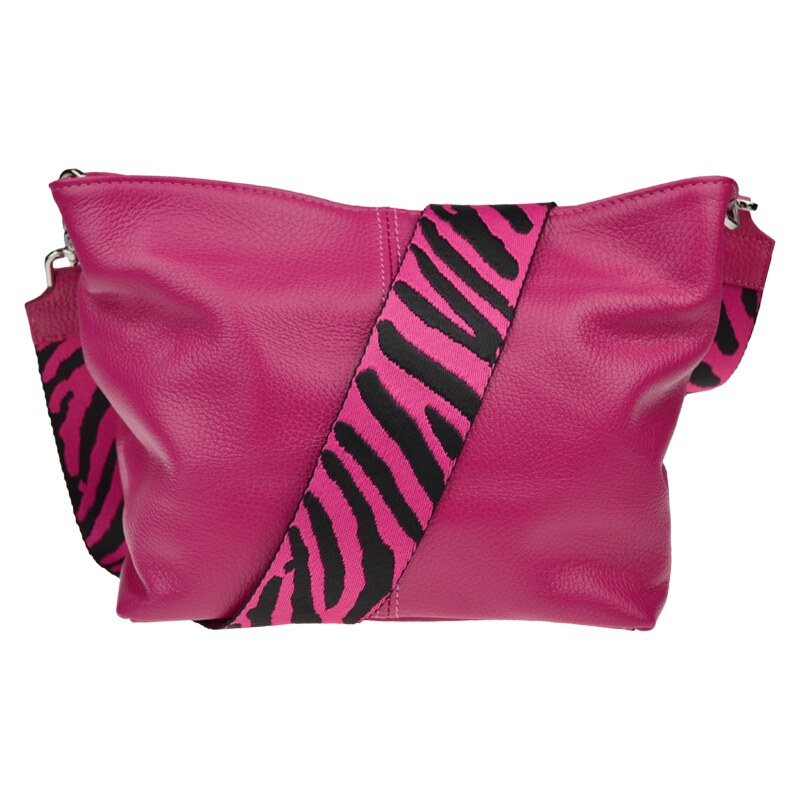 Růžová kožená italská crossbody kabelka Batilda Fuxia s
