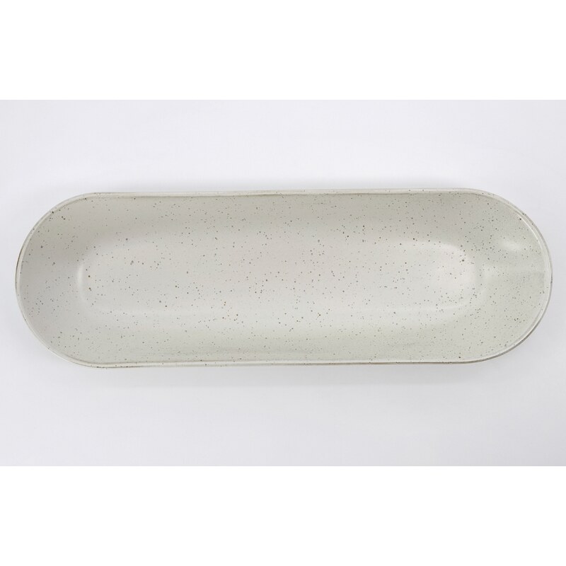 House Doctor Bílá kameninová servírovací miska Pion 35 x 11,5 cm
