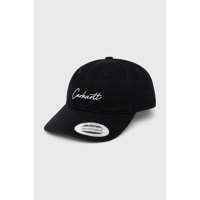 Bavlněná baseballová čepice Carhartt WIP Delray Cap černá barva, s aplikací, I031638.K02XX