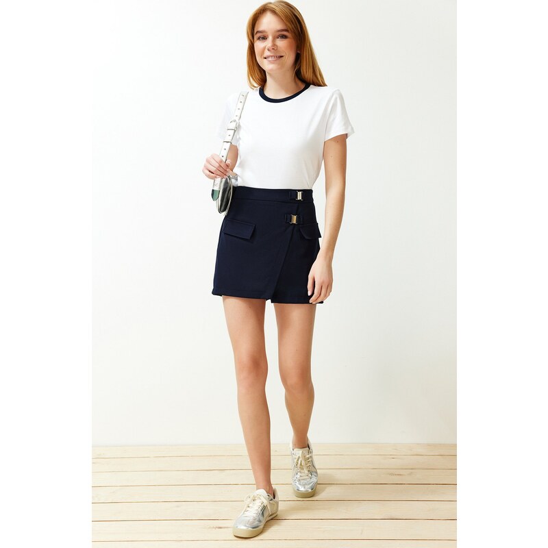 Trendyol Navy Blue Pocket Detailed Mini Woven Short Skirt