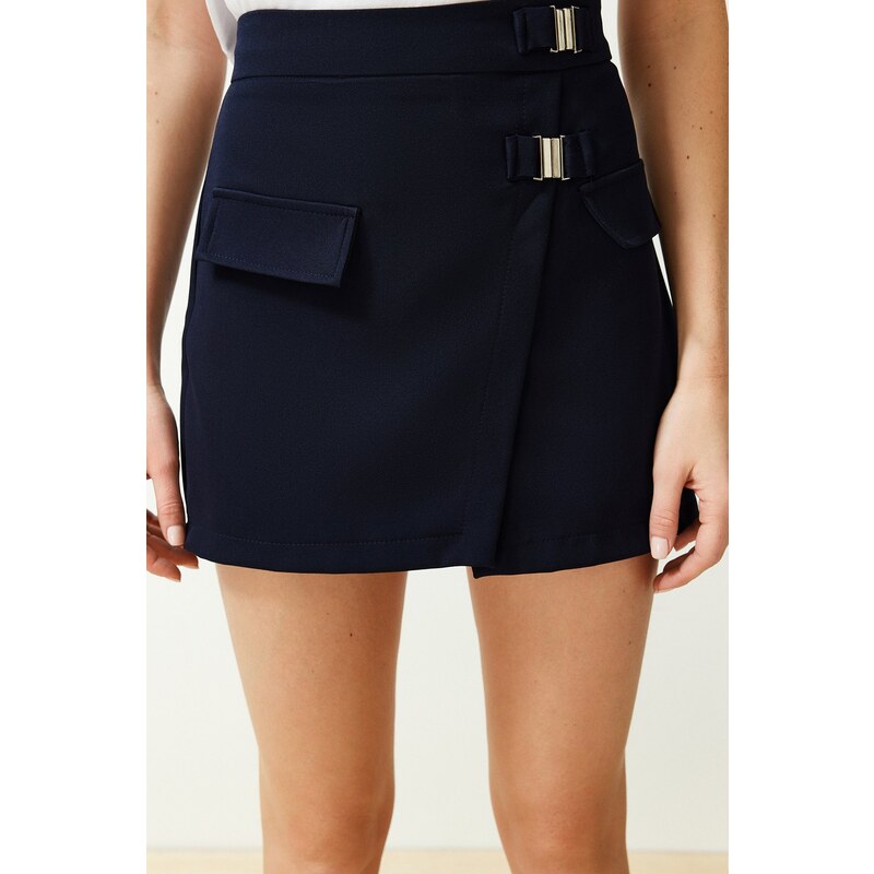 Trendyol Navy Blue Pocket Detailed Mini Woven Short Skirt