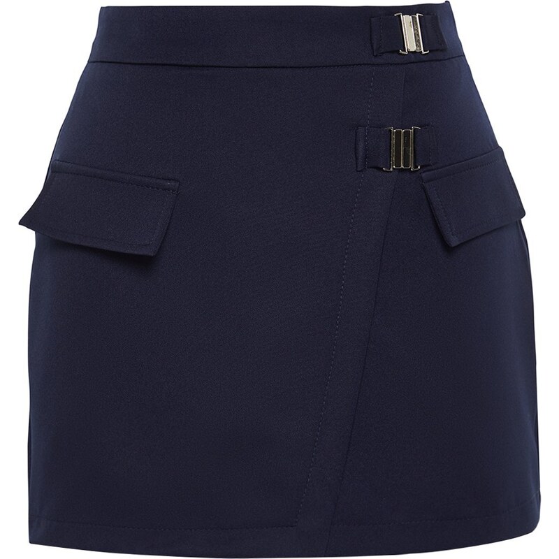 Trendyol Navy Blue Pocket Detailed Mini Woven Short Skirt