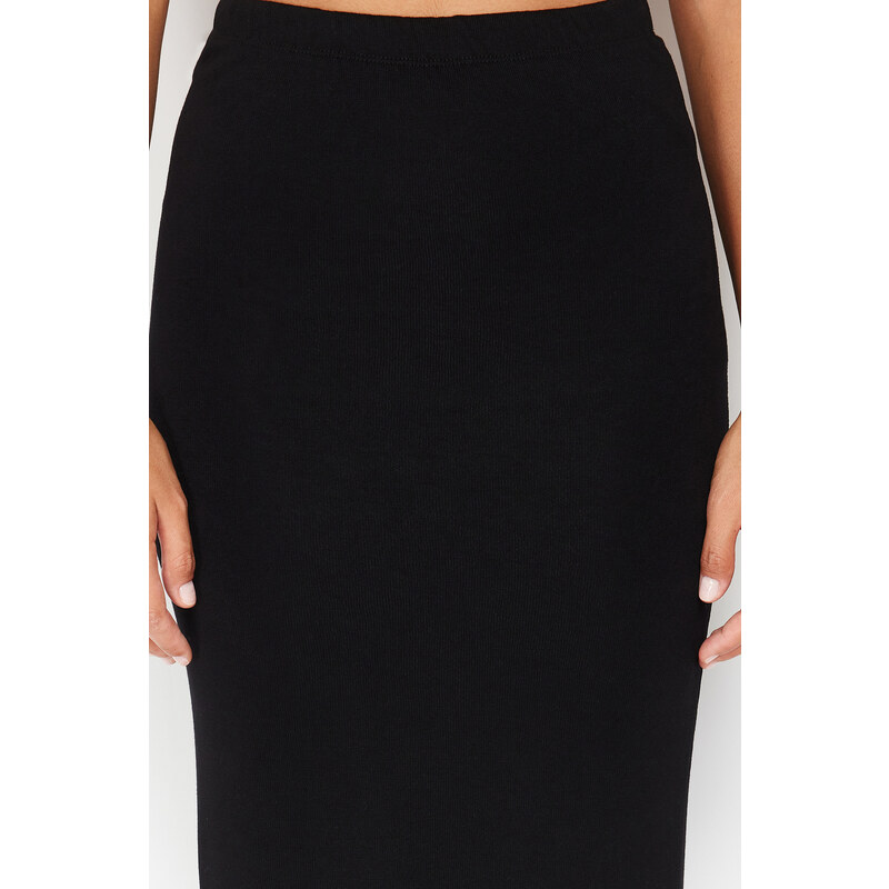 Trendyol Black High Waist Bodycone/Fitted Maxi Skirt