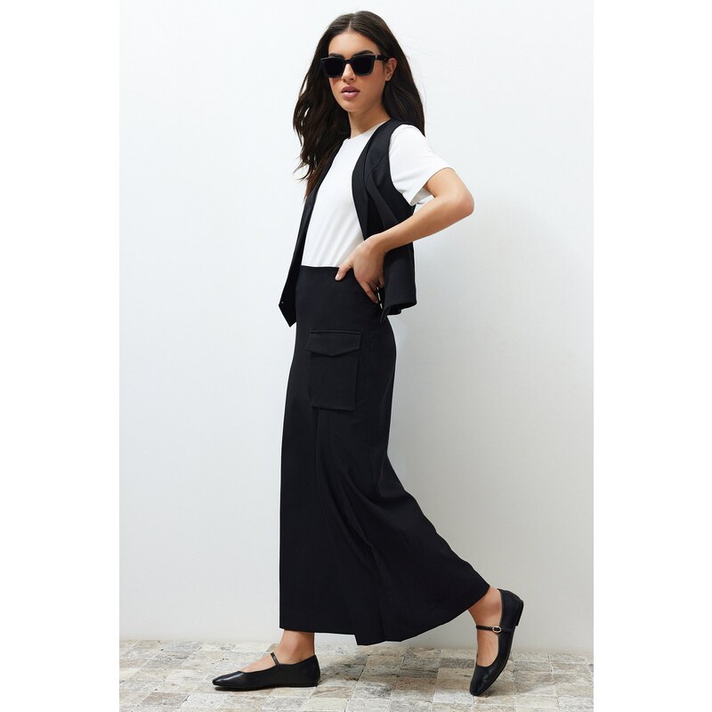 Trendyol Black Woven Fabric Long Pencil Skirt