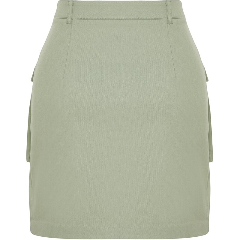 Trendyol Mint Premium Quality Pocket Detailed Mini Length Woven Skirt