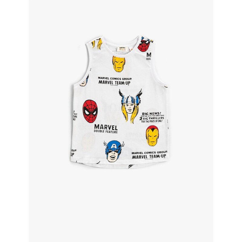 Koton Marvel Printed Top Licensed Sleeveless Crew Neck Cotton