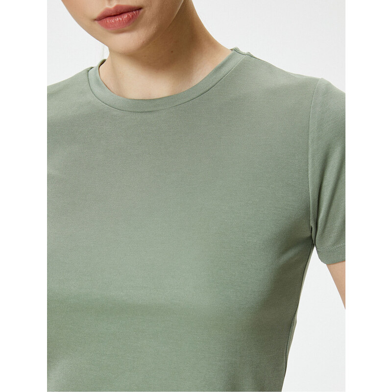 Koton Crop T-Shirt Short Sleeve Crew Neck Modal Blended