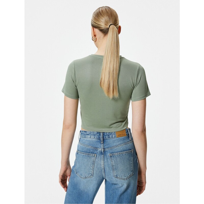 Koton Crop T-Shirt Short Sleeve Crew Neck Modal Blended