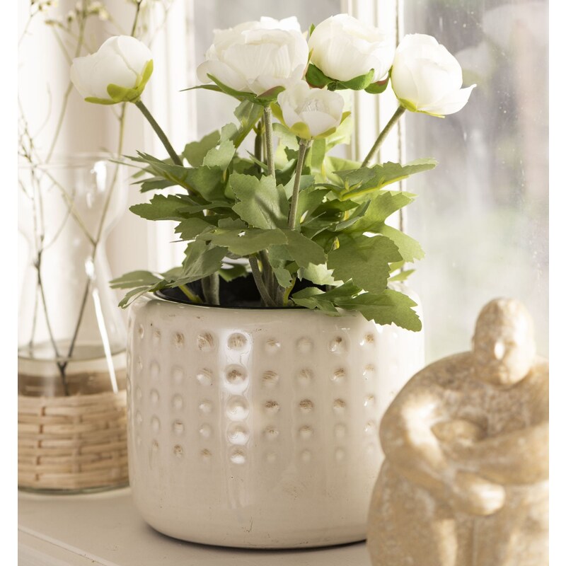 IB LAURSEN Dekorativní umělý pryskyřník White Flowers