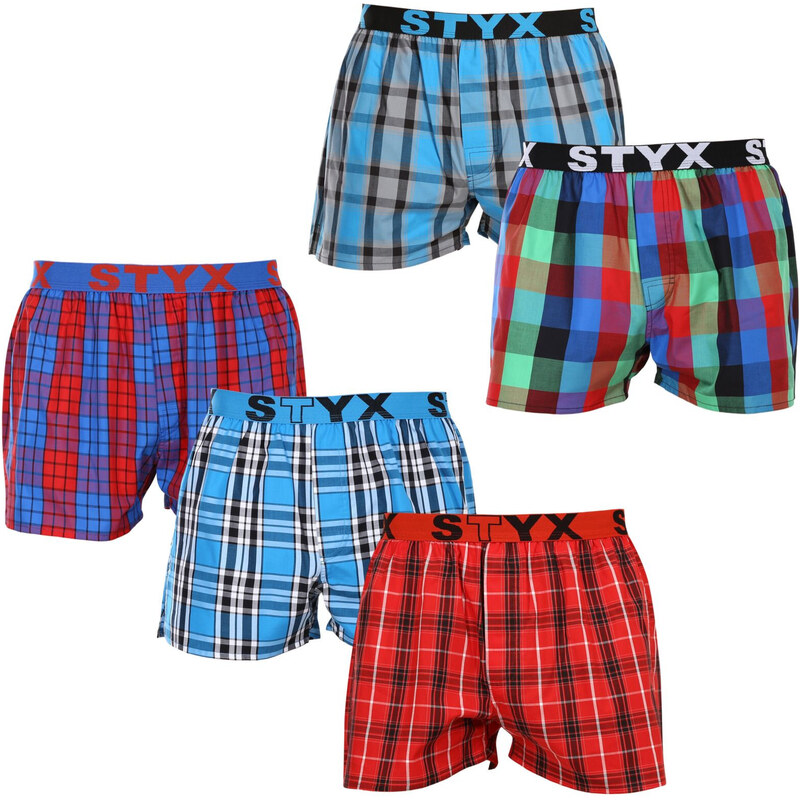 5PACK pánské trenky Styx sportovní guma vícebarevné (5B093120)