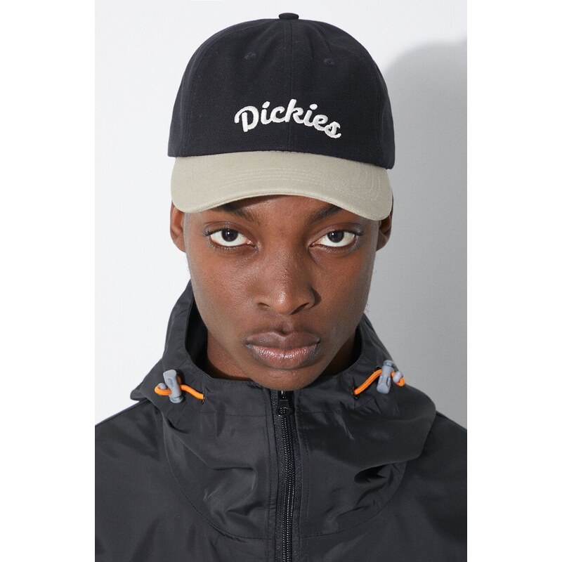 Bavlněná baseballová čepice Dickies KEYSVILLE CAP černá barva, s aplikací, DK0A4YPA