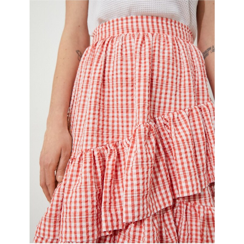 Koton Tuba Ünsal X Cotton - Asymmetric Frilly Maxi Skirt