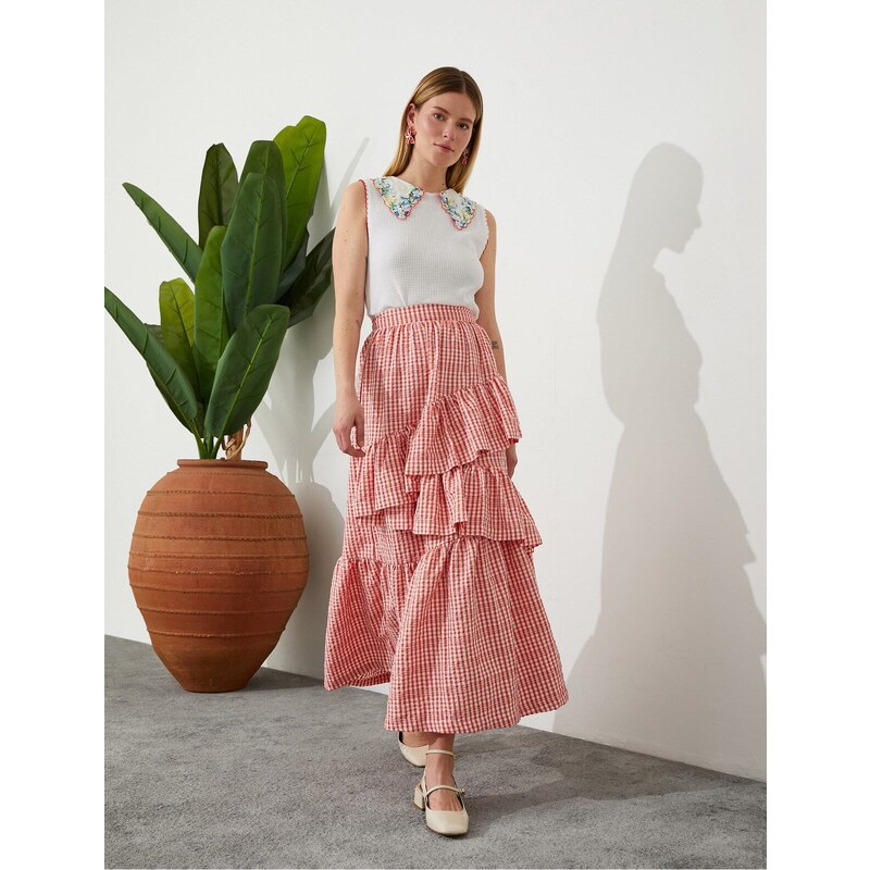 Koton Tuba Ünsal X Cotton - Asymmetric Frilly Maxi Skirt