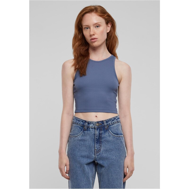 Urban Classics Dámský Cropped Rib Top - modrý