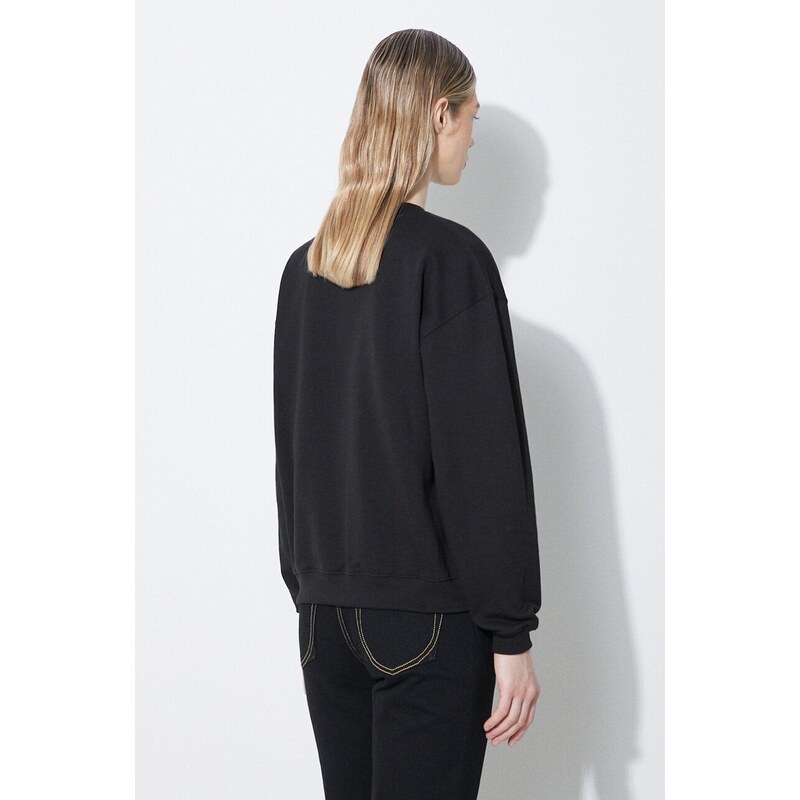 Bavlněná mikina Kenzo Regular Fit Sweatshirt dámská, černá barva, s aplikací, FD62SW0934MF.99J