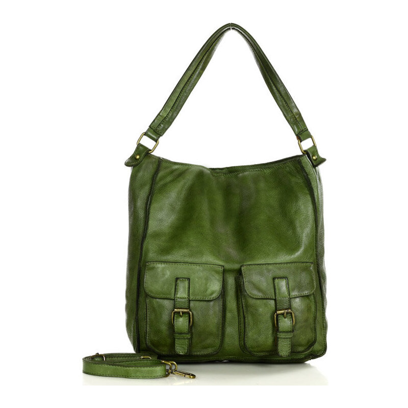 Marco Mazzini handmade Kožená kabelka přes rameno Mazzini MM195 zelená