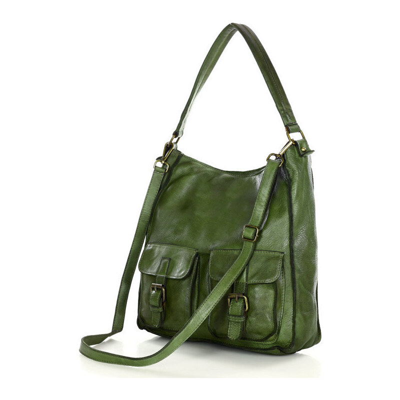 Marco Mazzini handmade Kožená kabelka přes rameno Mazzini MM195 zelená