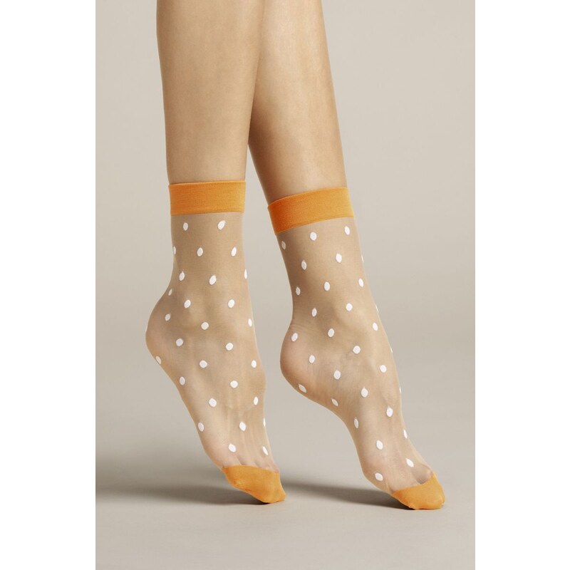 Fiore Oranžovo-bílé ponožky Papavero 20DEN